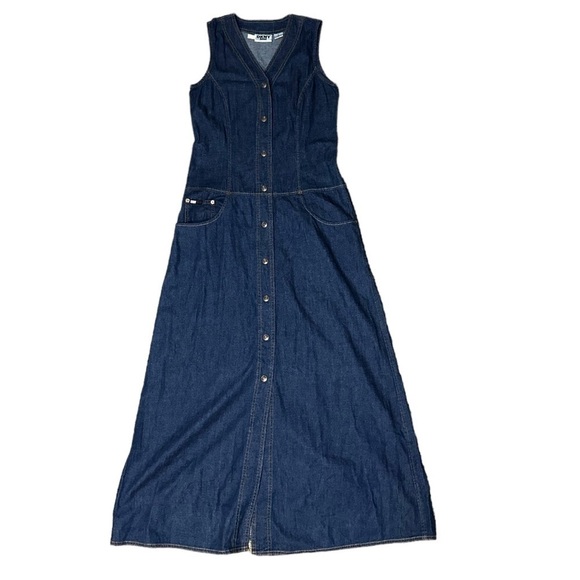 DKNY Jeans Long Denim Maxi Dress Size 10 NWT - Picture 2 of 8